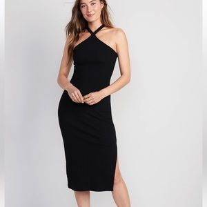Old Navy Ribbed Midi Halter Dress with Shelf Bra, XL